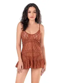 Ahu Lingerie Kırmızı Dantelli Transparan Kısa Tül Fantezi Gecelik Ahu Primoda 4124