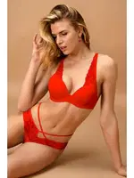 Kırmızı Destekli Sütyen Takım Dantel Askılı Nurteks 4409 Kırmızı