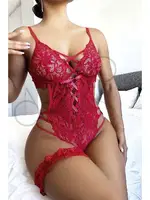 Kırmızı Fantezi Bacak Bantlı Büstiyer NightLight 3624 Kırmızı detay görünüm