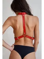 Kırmızı Fantezi Harness Boyunluk missisX 8010 Kırmızı detay görünüm