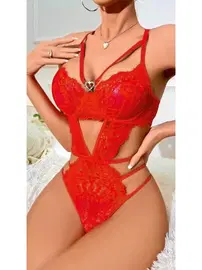 Jesica Bella Kırmızı İpli Dantel Kadın Erotik Body Jesica Bella E-00117