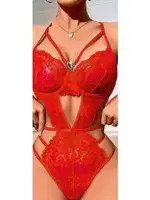 Kırmızı İpli Dantel Kadın Erotik Body Jesica Bella E-00117 Kırmızı detay görünüm