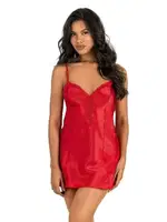 Kırmızı Kısa Dantelli Saten Gecelik Ahu Primoda 8202 Kırmızı