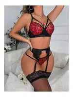 Kırmızı Leopar Jartiyer Gecelik Takımı Sexy Dantelli Siyah Jartiyer Ruselin 2014 Kırmızı görsel 4