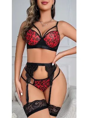 Jesica Bella Kırmızı Leopar Jartiyer Takım Jesica Bella E-00108