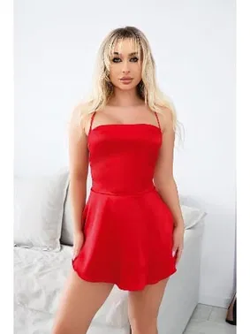 NightLight Kırmızı Mdi Saten Fantezi Elbise Modeli NightLight 3640