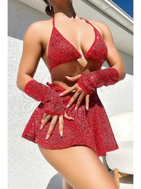 NightLight Kırmızı Parıltılı Eldivenli Etekli Fantazi Takım NightLight 3612