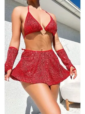 NightLight Kırmızı Parıltılı Eldivenli Etekli Fantazi Takım NightLight 3612 - Alternatif Görünüm