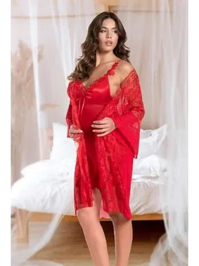 Real Passione Kırmızı Sabahlıklı Erotik Gecelik Takım Real Passione 8091 - Alternatif Görünüm