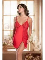 Kırmızı Saten Askılı Gecelik 11003 Kırmızı