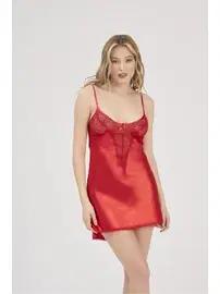 Moonlight Kırmızı Saten Gecelik Moonlight 329