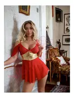 Kırmızı Seksi Midi Elbise NightLight 1069 Kırmızı