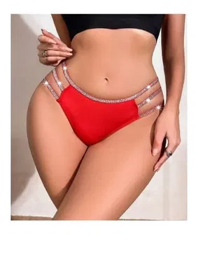 Lily Bianca Kırmızı Simli Şerit Detaylı Külot 1037