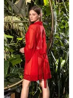 Kırmızı Transparan Kuşaklı Sabahlık Gallipoli MGP11340 Kırmızı detay görünüm