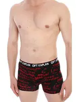 Kırmızı Yazı Desenli Dijital Baskı Çift Kaplan Erkek Boxer 796 Görsel