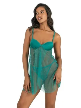 Ahu Lingerie Kısa Asimetrik Kesim Tül Gecelik Ahu Primoda 4253