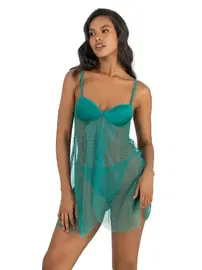 Ahu Lingerie Kısa Asimetrik Kesim Tül Gecelik Ahu Primoda 4253