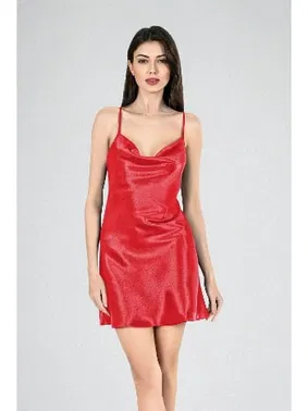 Ahu Lingerie Kısa Gecelik Degaje Kırmızı Ahu Primoda 7740
