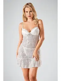 Ahu Lingerie Kısa Gecelik Ekru Ahu 7714