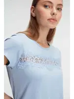 Bisiklet Yaka Kısa Kollu Viskon Çiçek Desenli Yazlık Dantelli Pijama Takımı Anıl 9885 Mavi farklı açı