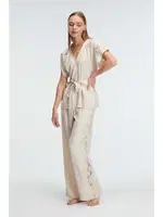 Kısa Kol V Yaka Viskon Düz Yazlık Dokuma Dantel Detaylı Pijama Takımı Sabahlık Anıl 9947 detay görünüm