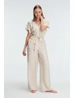 Kısa Kol V Yaka Viskon Düz Yazlık Dokuma Dantel Detaylı Pijama Takımı Sabahlık Anıl 9947 farklı açı