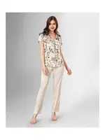 Kısa Kollu Çiçekli Ekru Pijama Takımı Ahu Loriva 1819 Ekru