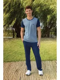 Doreanse Kısa Kollu Lacivert Desenli Erkek T-Shirt Pijama Takımı Doreanse 4883