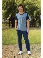 Kısa Kollu Lacivert Desenli Erkek T-Shirt Pijama Takımı Doreanse 4883 Lacivert