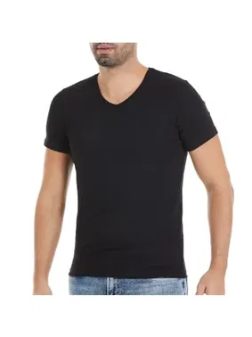 Yıldız Çamaşır Kısa Kollu Modal Erkek Siyah V-Yaka T-Shirt Yıldız 151