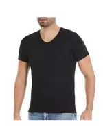 Kısa Kollu Modal Erkek Siyah V-Yaka T-Shirt Yıldız 151 Siyah