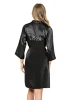 Kısa Saten Bride Sabahlık Ahu Lingerie 7600 Siyah farklı açı