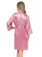 Kısa Saten Bride Sabahlık Ahu Lingerie 7600 Gül Kurusu görsel 6