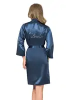 Kısa Saten Bride Sabahlık Ahu Lingerie 7600 Lacivert görsel 8