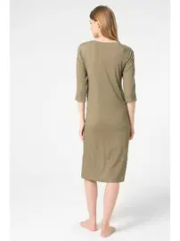 Anıl Kısa Yarım Kol Bisiklet Yaka Viskon Nakışlı Kadın Gecelik Sabahlık Anıl 5793