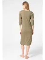 Kısa Yarım Kol Bisiklet Yaka Viskon Nakışlı Kadın Gecelik Sabahlık Anıl 5793 Yeşil