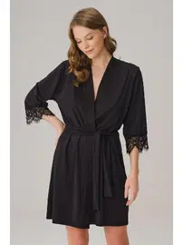 Anıl Kısa Yarım Kollu V Yaka Dantelli Sırt Dekolteli Sabahlık Anıl 5782