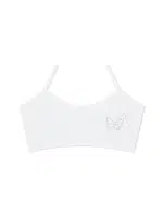 Kız Büstiyer Likralı Taş Baskılı ÖTS 6122 - 6 ADET Beyaz