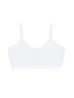 Kız Büstiyer Likralı V Yaka Büzgü Detayli Pedsiz %96 Pamuk ÖTS 6142 - 6 ADET Beyaz detay görünüm