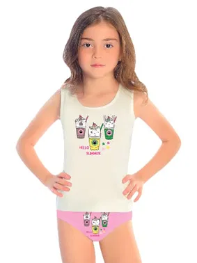 Öts İç Giyim Kız Çocuk Atlet Külot Likralı Dondurma Serisi Ekru ÖTS 8636