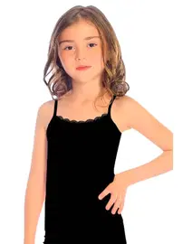 Öts İç Giyim Kız Çocuk Atlet Likralı Ince Askılı Siyah & Gri ÖTS 8043 - 6 ADET