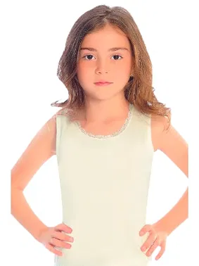 Öts İç Giyim Kız Çocuk Atlet Ribana Kalin Askili Dantelli Renkli ÖTS 8018 - 6 ADET