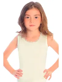 Öts İç Giyim Kız Çocuk Atlet Ribana Kalin Askili Dantelli Renkli ÖTS 8018 - 6 ADET