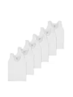 Kız Çocuk Kalın Askılı Atlet Beyaz 6lı Paket %100 Pamuk Ribana Arma Yıldız 5531 - 6 ADET Beyaz detay görünüm