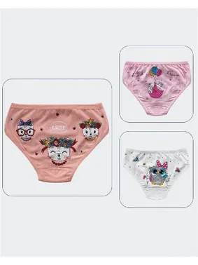 Öts İç Giyim Kız Çocuk Külot Likralı Arkası Baskılı Renkli ÖTS 8207 - 6 ADET