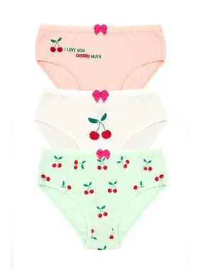 Öts İç Giyim Kız Çocuk Külot Likralı Kiraz Baskılı ÖTS 8818 - 6 ADET