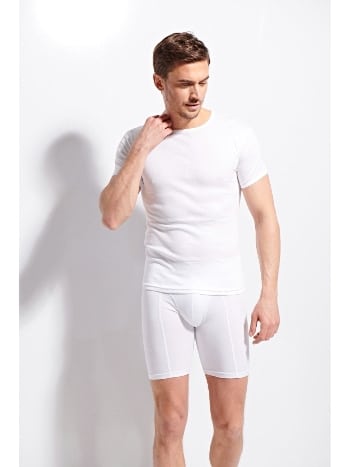 Kolcu Erkek Ribana Bisiklet Yaka Beyaz T-shirt %100 Pamuklu Premium Kolcu 1210