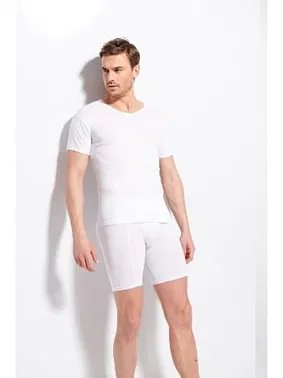 Kolcu Kolcu Erkek Ribana Bisiklet Yaka Beyaz T-shirt %100 Pamuklu Premium Kolcu 1210 - Alternatif Görünüm