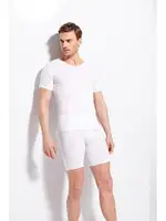 Kolcu Erkek Ribana Bisiklet Yaka Beyaz T-shirt %100 Pamuklu Premium Kolcu 1210 Beyaz detay görünüm