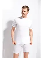 Kolcu Erkek Ribana Bisiklet Yaka Beyaz T-shirt %100 Pamuklu Premium Kolcu 1210 Beyaz farklı açı